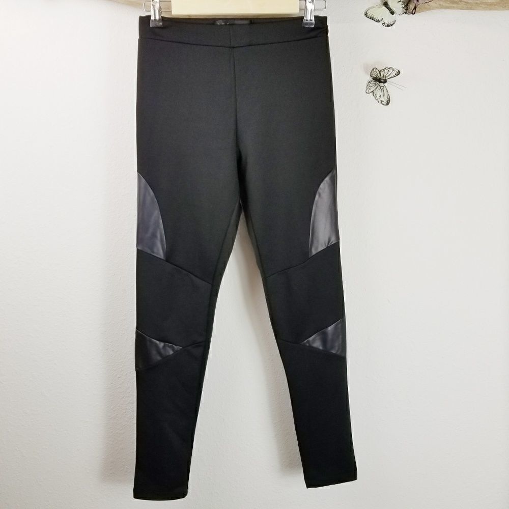Kardashian collection faux leather panel leggings